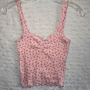 Billabong Womens Medium Crop Top Y2k Baby Doll Ruffle Floral Sleeveless Festival